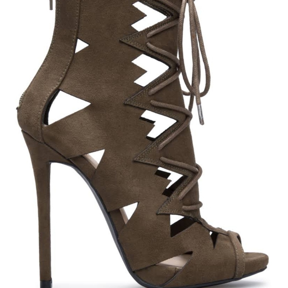 Analy Cutout Heeled Sandal Womens Green Sz 8